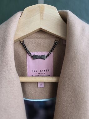 Ted Baker Camel Mid Length Danika Wool-Cashmere Coat US Sz 6